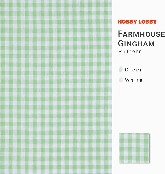 Hobby Lobby Farmhouse Gingham Cotton Calico Fabric, 1 Yard | Precut Fabric - Image 2