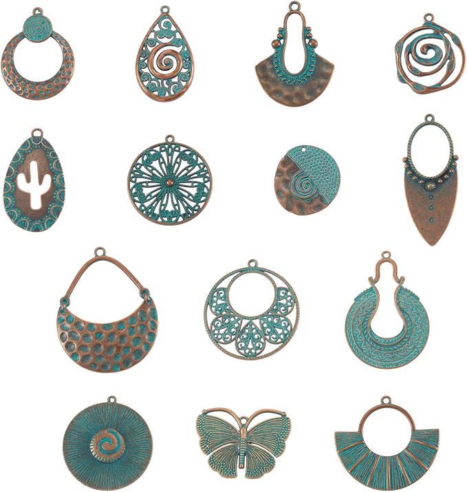 14Pcs Vintage Turquoise Charms - Image 7