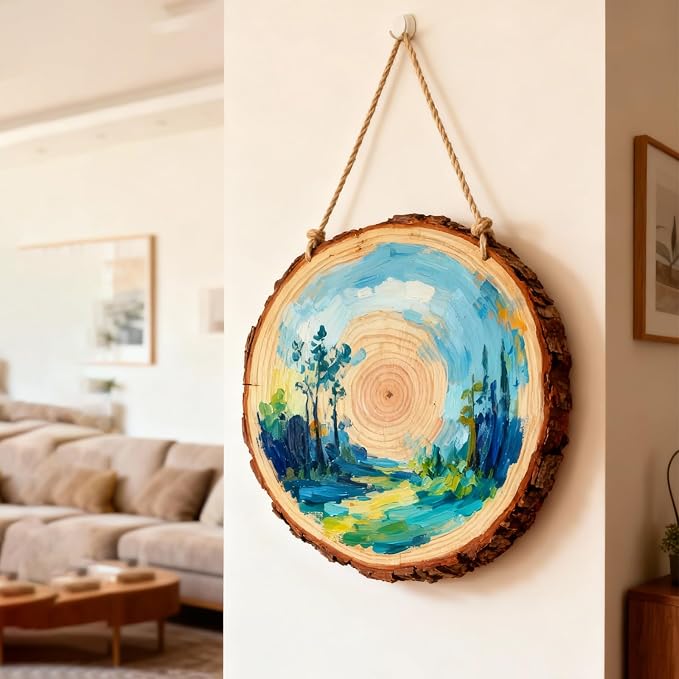 FSWCCK 2 Pack Nature Unfinished Round Wood Slices, 11-13 Inches Wooden Circle - Image 5
