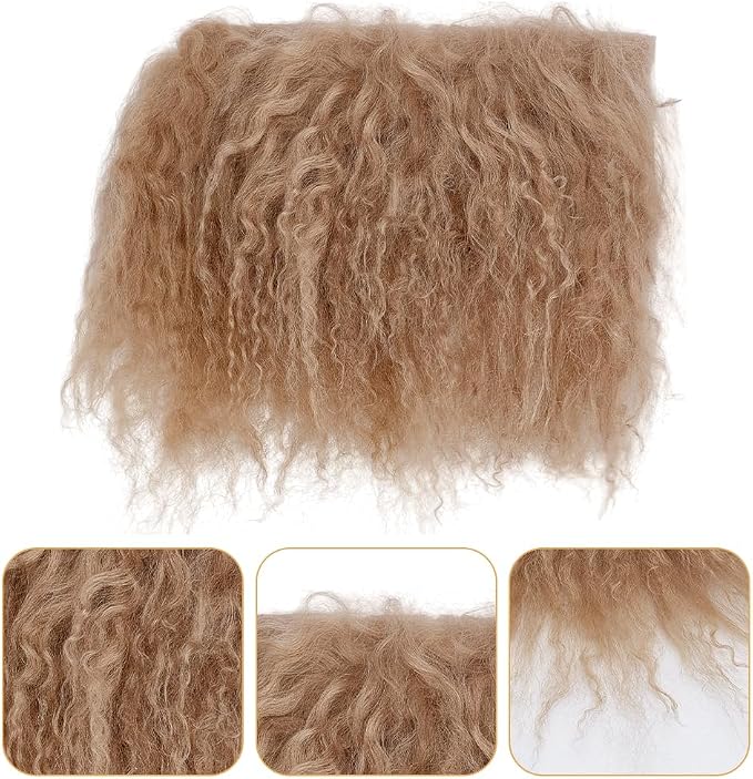 arricraft Camel Wool Doll Wig, Curly Hair, 5.5x9.45x0.12 Inch, DIY Doll Making - Image 3