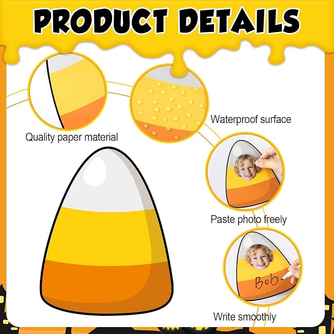 gisgfim 80Pcs Halloween Candy Corn Cutouts Halloween Party Decorations Bulletin - Image 3