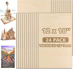 Adrattnay 24Pcs Large Basswood Sheets 12 x 18 x 1/8” - 3mm Plywood by WOODEXPERT