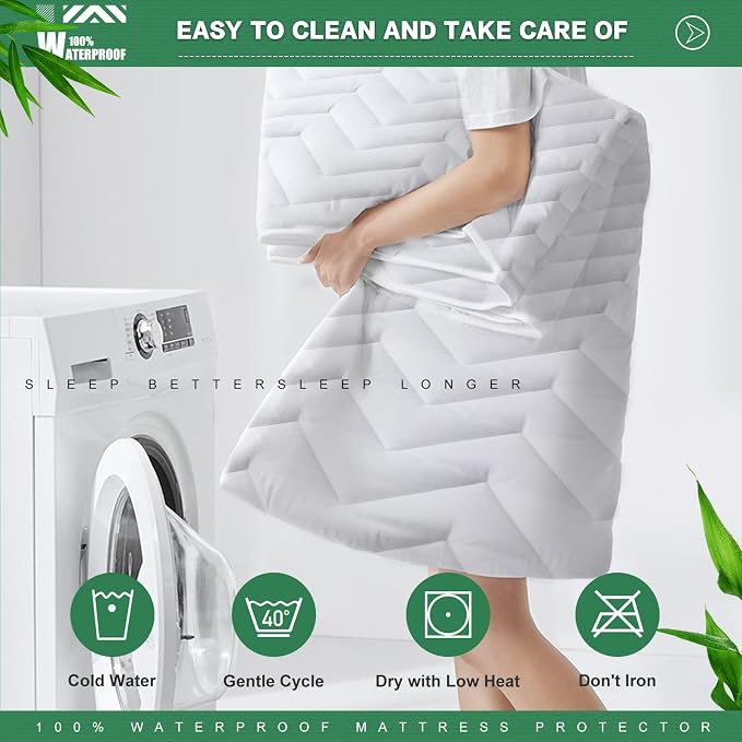 Unilibra Cal King Size Waterproof Mattress Pad Rayon Made from Bamboo, Quilted - Image 6