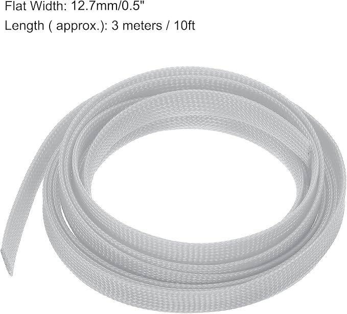uxcell PET Expandable Sleeving 10ft 1/2" Gray Cable Management Sleeve Cord - Image 3