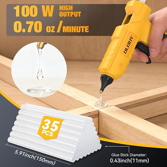 Cordless Hot Glue Gun for De-Walt 20V Battery - 100W Hot Glue Gun and 35PCS - Image 4
