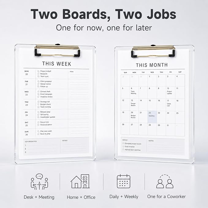 2 Pack Clear Acrylic Clipboard, 12.5 x 9 in | 2mm hard acrylic, not PP/PS; - Image 7