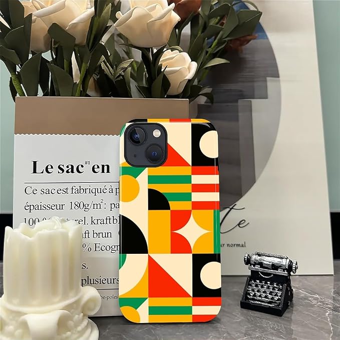 ZHEGAILIAN Case for iPhone 13 14, Geometric Colors Durable Shockproof Silicone - Image 7