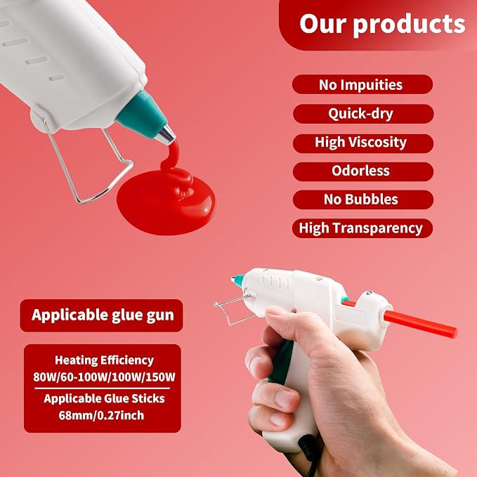 MATUFF Red Hot Glue Sticks Mini 0.27" x 5.9 inches, Colored Hot Melt Mini Glue - Image 4