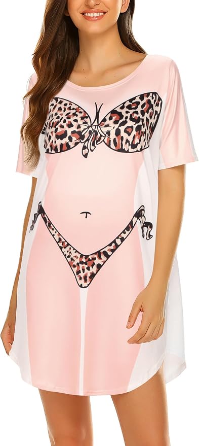 Ekouaer Women's Bikini Shirt Cover Up Short Sleeve Cute Bikini Print Cover-Up by EKOUAER