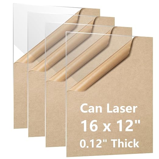 4 Pack 12×16 Clear Acrylic Sheets 1/8in Thick Plexiglass Sheet by Unknown