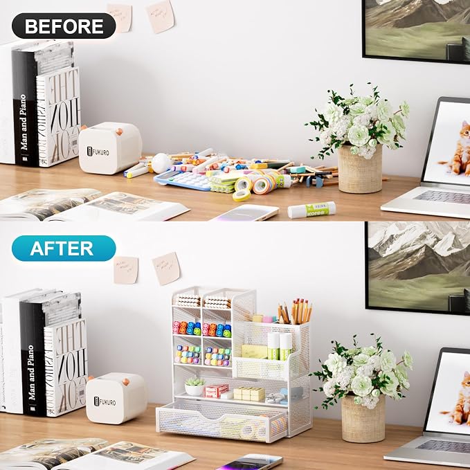 Marbrasse Mesh Pen Holder for Desk, Desk Organizers and Accessories for Office - Image 3