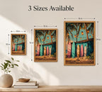 Framed Vintage Surfboard Canvas Wall Art, Summer Palm Trees Painting Picture - Image 5