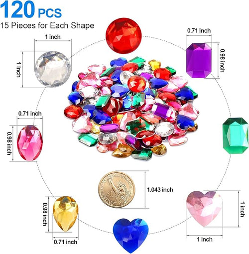 1" Jewels for Crafting Assorted Colorful Flat Back Heart Shaped Jewel Gems - Image 2