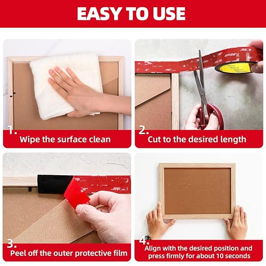 3M Double Sided Tape Heavy Duty 2in x 10ft, Heavy Duty Removable Mounting Tape - Image 6