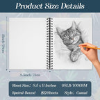 conda 8.5"x11" Sketch Book, 80 Sheets, Spiral Bound Artist Sketch Pad, Durable - Image 2