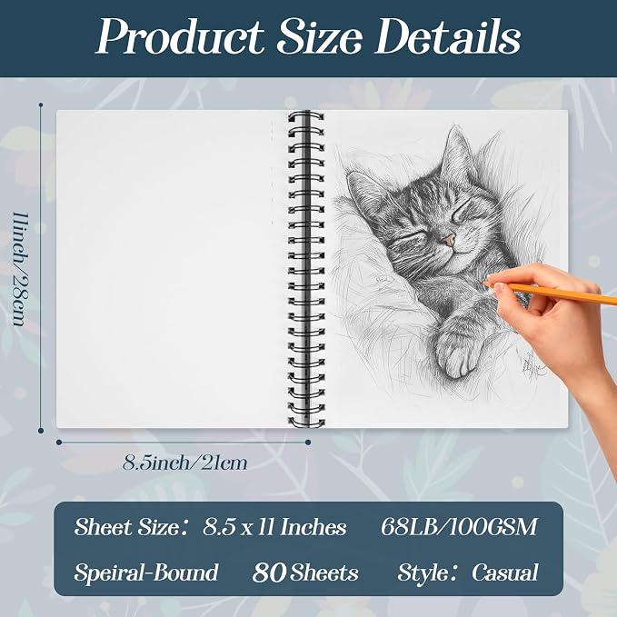 conda 8.5"x11" Sketch Book, 80 Sheets, Spiral Bound Artist Sketch Pad, Durable - Image 2