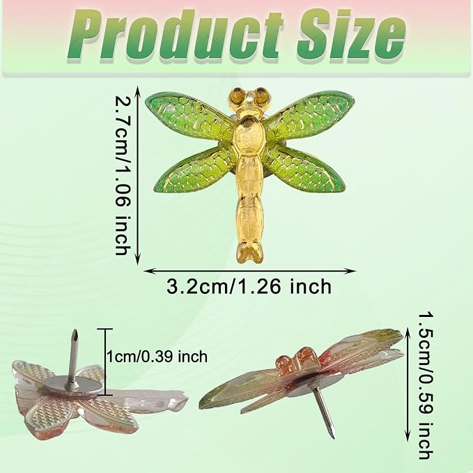 30 Pcs Colorful Resin Dragonfly Push Pins, Insect Thumb Tacks - Image 2