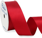 Ribbli Red Double Faced Satin Wired Ribbon 1.5 Inch Christmas Ribbon by Ribbli