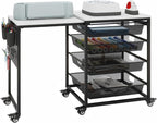 Craft Table with Wheels & Drawer, Extendable Cart with Pegboard, Arts and - Image 9