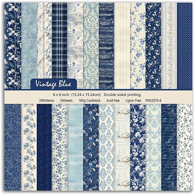Scrapbook Paper & Scrapbooking Supplies, Vintage Blue 6x6 Double-Sided by EASYHAUTE