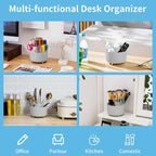 Marbrasse Desk Organizer, 360-Degree Rotating Pen Holder, Desk Organizers and - Image 2