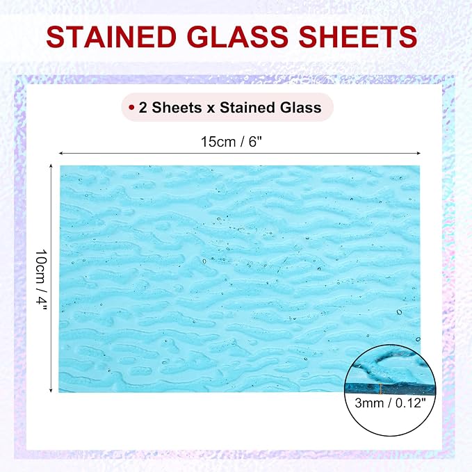 PATIKIL 4 x 6 Inch Transparent Stained Glass Sheets, 2 Sheets Mosaic Glass - Image 2