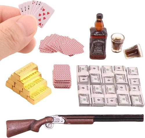 1 Set 1:12 Scale Miniature Doll Accessories Tiny Money Bills Playing Card by Unknown