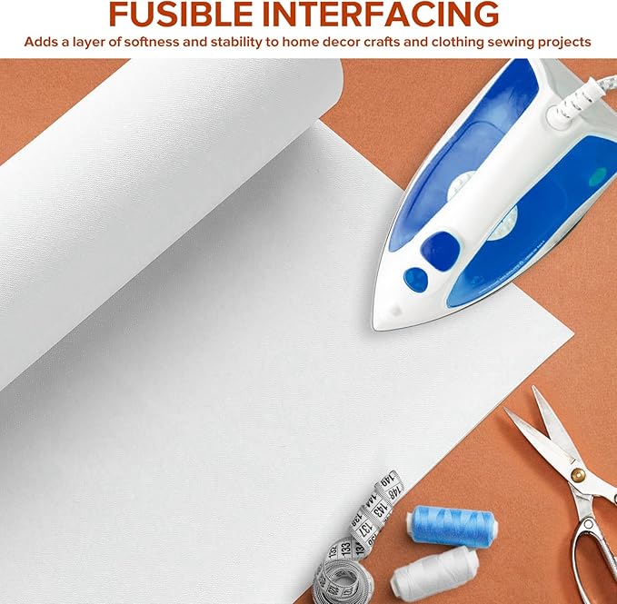 ZOMONETI Medium Weight 17in x 30yd White Iron On Non-Woven Fusible Interfacing - Image 6
