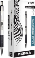 Zebra Pen F-301 Ballpoint Black Ink Fine Point 0.7mm Pen, Easy-Glide Ink by ZebraPen