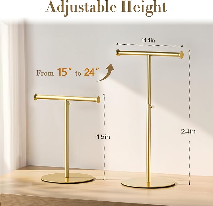 niffgaff T Bar Purse Display Stand Tabletop: Adjustable Height Handbag Holder - Image 3
