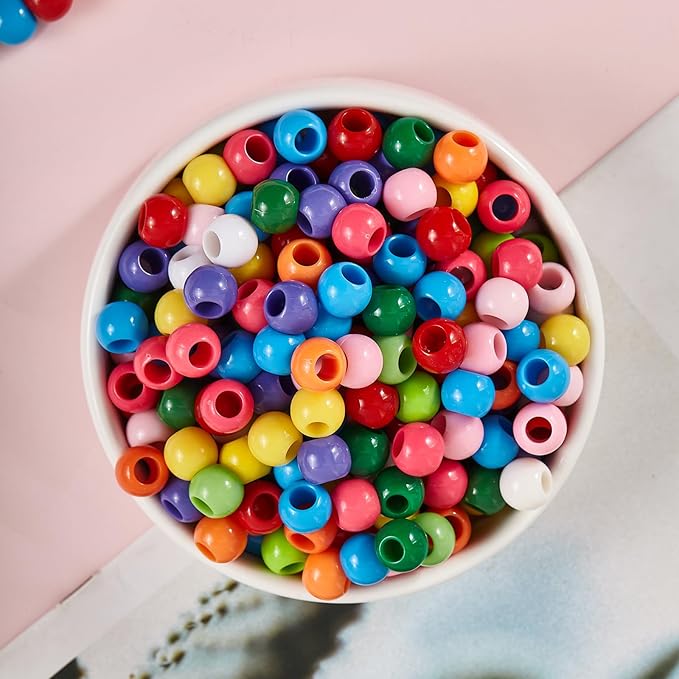 350pcs 12mm Plastics Acrylic Beads DIY Colorful Mix 10 Color Large Hole Pony - Image 2