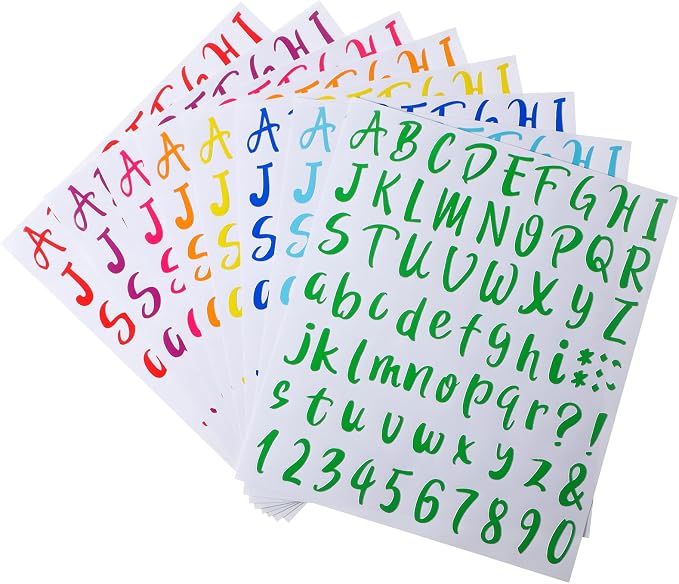 Outus 576 Pcs 8 Sheets Letters Stickers Vinyl Alphabet Number Decals Back to - Image 3