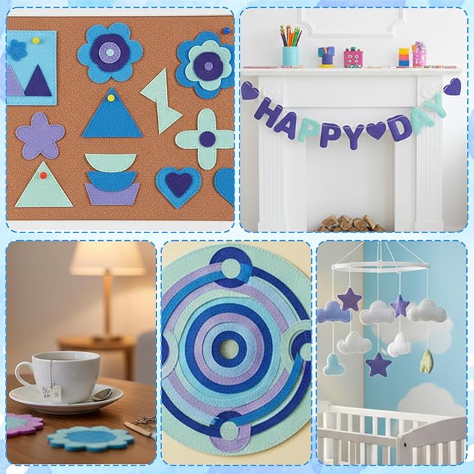 Ymapinc 10Pcs Blue Felt Fabric Sheets, 8x12 Inch | Soft Craft Material - Image 5