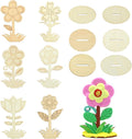 30 pcs 6 Styles Spring Flower Theme Unfinished Wooden Cutout Charms Cute Floral by Gythara
