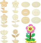 30 pcs 6 Styles Spring Flower Theme Unfinished Wooden Cutout Charms Cute Floral by Gythara