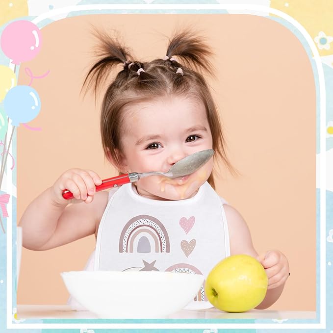 Toulite 50 Pcs White Bibs for Baby Washable Reusable Waterproof Cotton Feeder Bibs with Double Sided Design for Baby Shower Activity and Gifts
