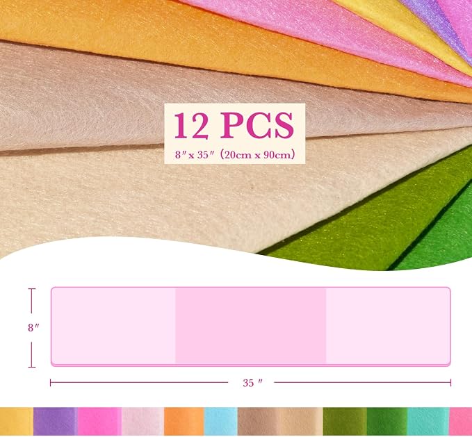 Phantomon 8" x 35" Felt Fabric Sheets, 1mm Sturdy Nonwoven Felt Rolls, Large - Image 7