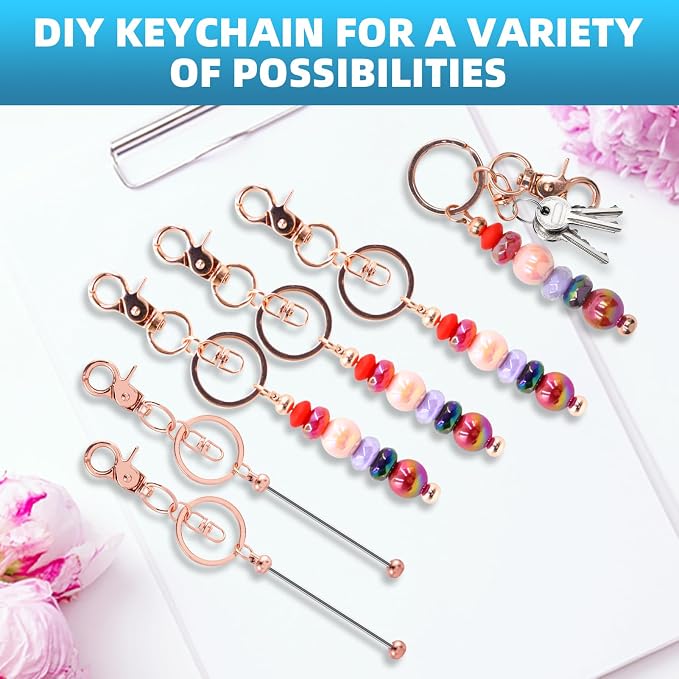 80 Pcs Beadable Keychains Bulk Kit – DIY Keychain Making Supplies - Image 5