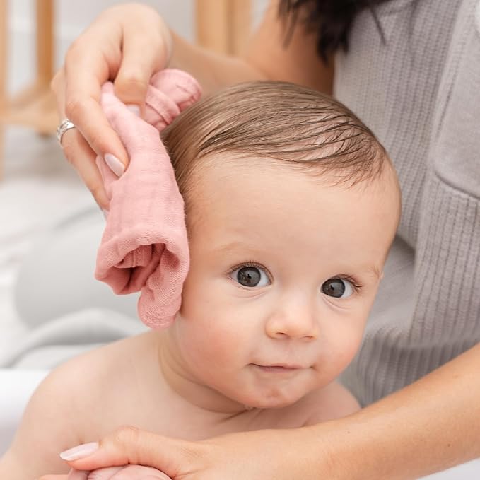 Comfy Cubs Muslin Baby Washcloths 10 Pack - Soft 6-Layer Cotton Wash Cloths for Sensitive Skin - 10"x10" Large, Gentle, Absorbent Infant Essentials for Newborn and Toddlers - Lace