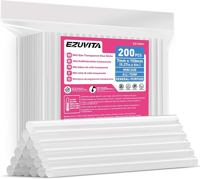 EZUVITA Mini Size Hot Glue Sticks, 0.27” Dia x 6” Long, Festival Decorations by EZUVITA