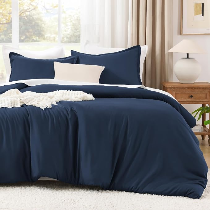 Litanika Navy Blue Oversized King Comforters Super King Size, 3 Pieces - Image 2