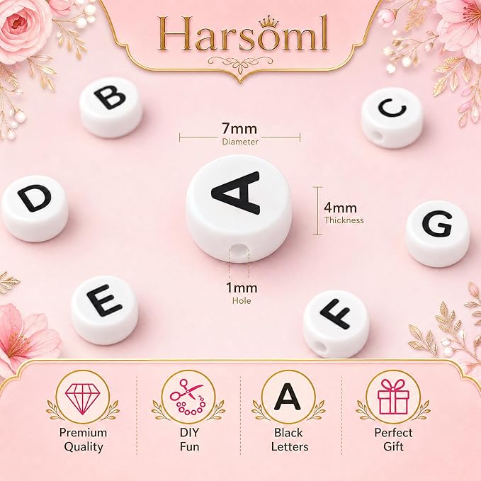 1400 PCS 4x7mm Round Alphabet Letter Beads - Image 3
