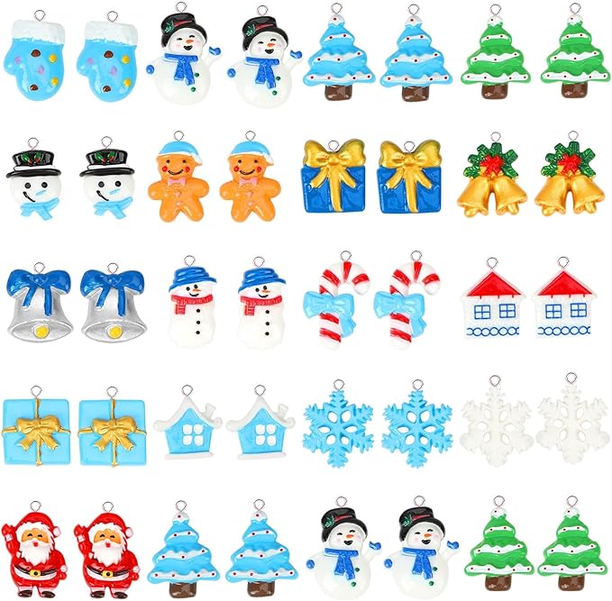 Augshy 64 Pcs Winter Resin Charms, Christmas Snowflake Snowman Pendants | by Augshy