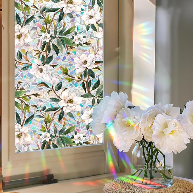 Floral Stained Glass Window Privacy Film, Retro Decorative Rainbow Window - Image 4