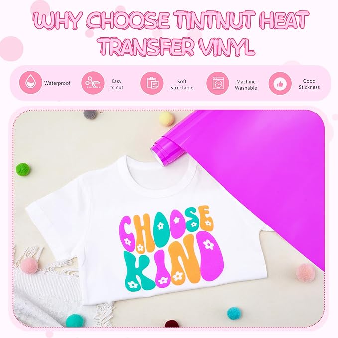 Tintnut Purple Neon Puff Heat Transfer Vinyl Roll, easy cut & weed, stretch - Image 3
