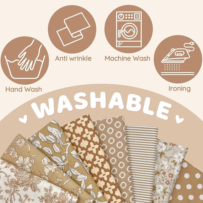 Aubliss 8pcs Fat Quarter Fabric Bundles Quilting Cotton Craft Fabric Pre-Cut - Image 4