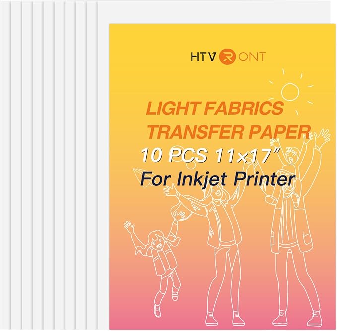 HTVRONT Iron on Transfer Paper for Light T Shirts -10 Pack 11x17" Heat Transfer by HTVRONT