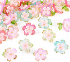 FASHEWELRY 30Pcs Transparent Acrylic Glass Flower Charms 18mm Colorful - Image 6