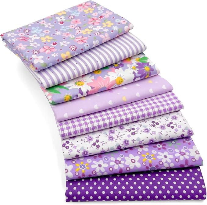 Aubliss 8pcs Fat Quarter Fabric Bundles Quilting Cotton Craft Fabric Pre-Cut by Aubliss
