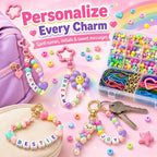 828Pcs DIY Beaded Keychain Making Kit, Bag Charm Making Kit | A-Z Alphabet Beads - Image 4